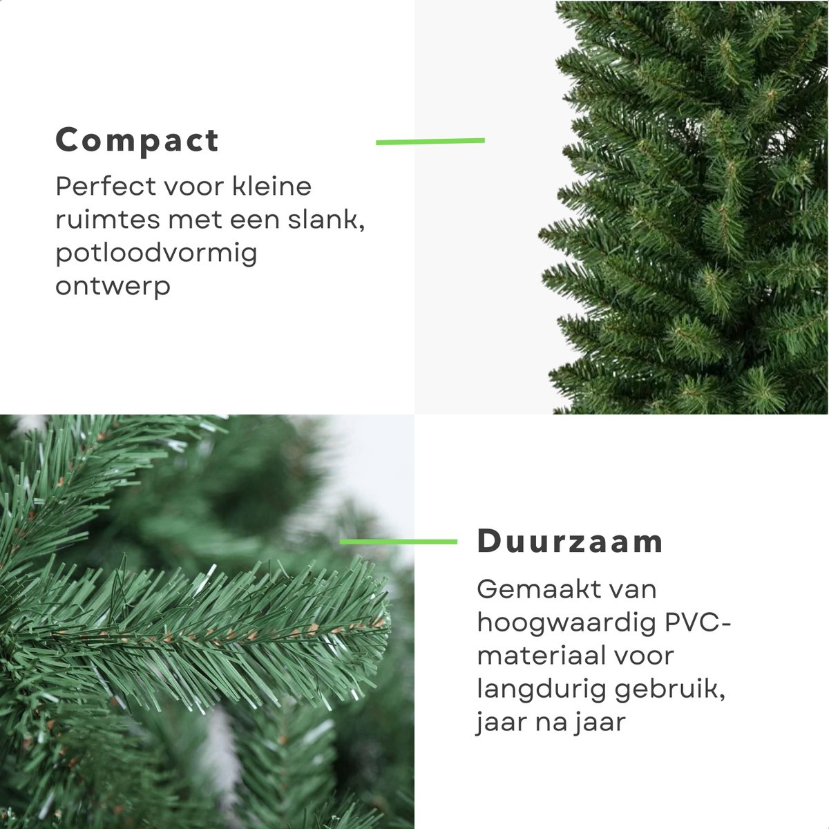 Cheqo® Kunstkerstboom Smal 180 cm PVC Model Met Standaard