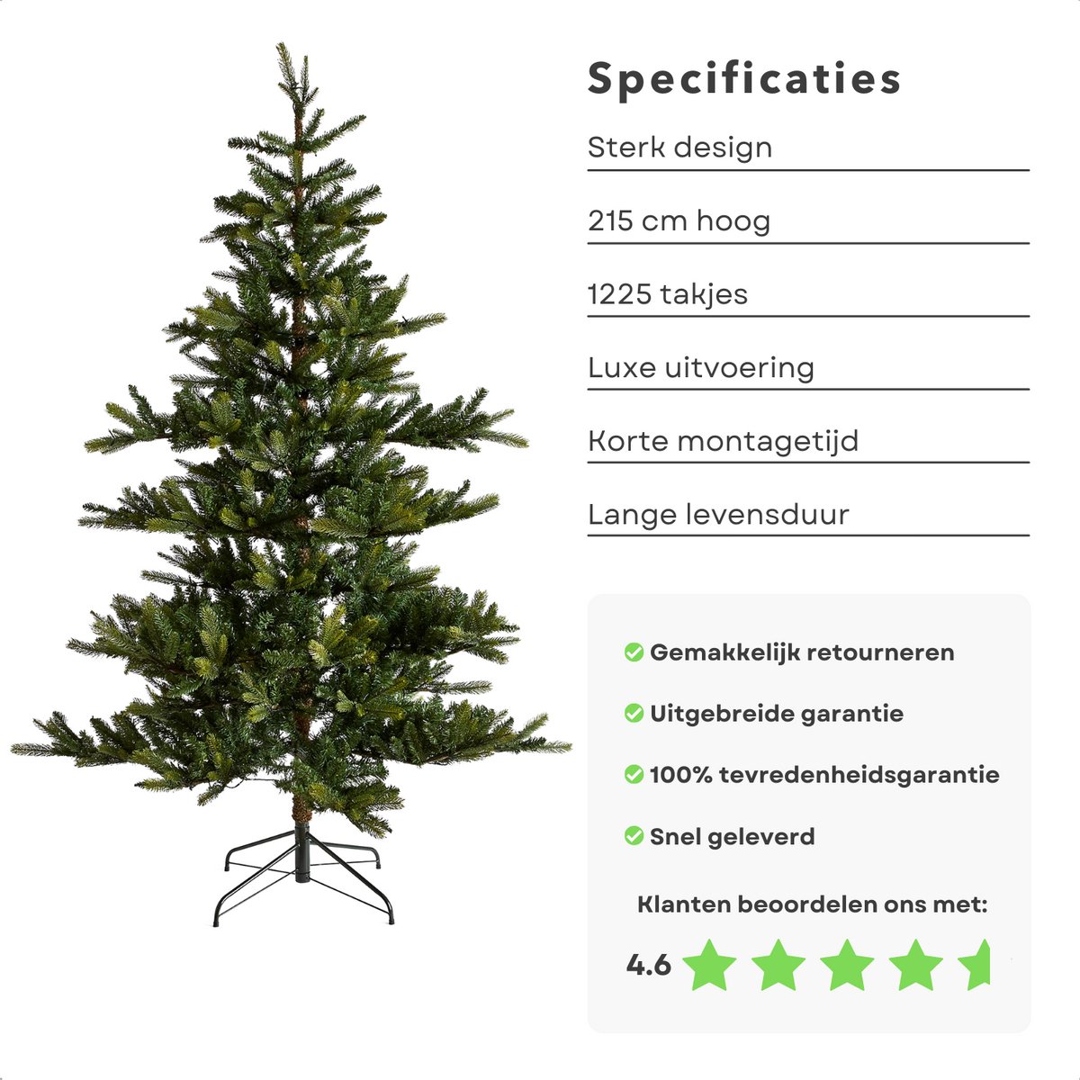 Cheqo Luxe Kunstkerstboom 215cm Inclusief Standaard