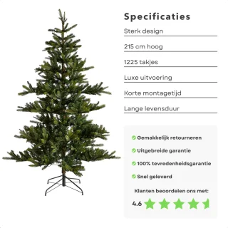 Cheqo Luxe Kunstkerstboom 215cm Inclusief Standaard