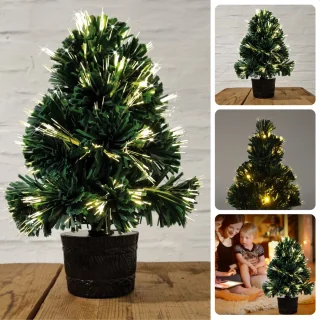 Cheqo Mini Kunstkerstboom 45 cm Warm Wit Fiber Optic