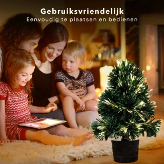 Cheqo Mini Kunstkerstboom 45 cm Warm Wit Fiber Optic