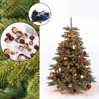 Christmas1967 Nordmann kerstboom 150 cm met decoratie