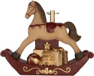 Clayre & Eef kerstboom standaard hobbelpaard bruin keramiek