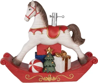 Clayre & Eef Kerstboom Standaard Hobbelpaard Wit Keramisch 73x21x61 cm
