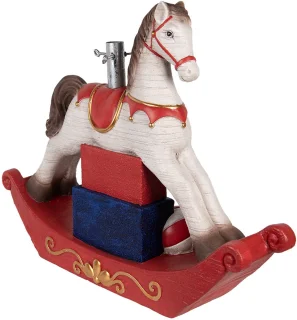 Clayre & Eef Kerstboom Standaard Hobbelpaard Wit Keramisch 73x21x61 cm