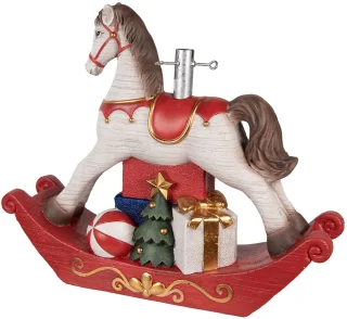 Clayre & Eef Kerstboom Standaard Hobbelpaard Wit Keramisch 73x21x61 cm