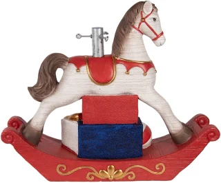 Clayre & Eef Kerstboom Standaard Hobbelpaard Wit Keramisch 73x21x61 cm