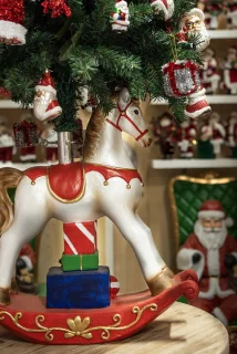 Clayre & Eef Kerstboom Standaard Hobbelpaard Wit Rood