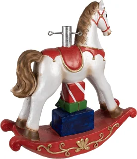 Clayre & Eef Kerstboom Standaard Hobbelpaard Wit Rood