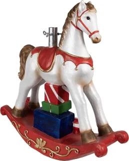 Clayre & Eef Kerstboom Standaard Hobbelpaard Wit Rood