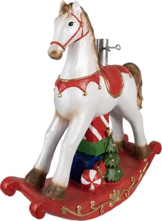 Clayre & Eef Kerstboom Standaard Hobbelpaard Wit Rood