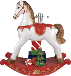 Clayre & Eef Kerstboom Standaard Hobbelpaard Wit Rood