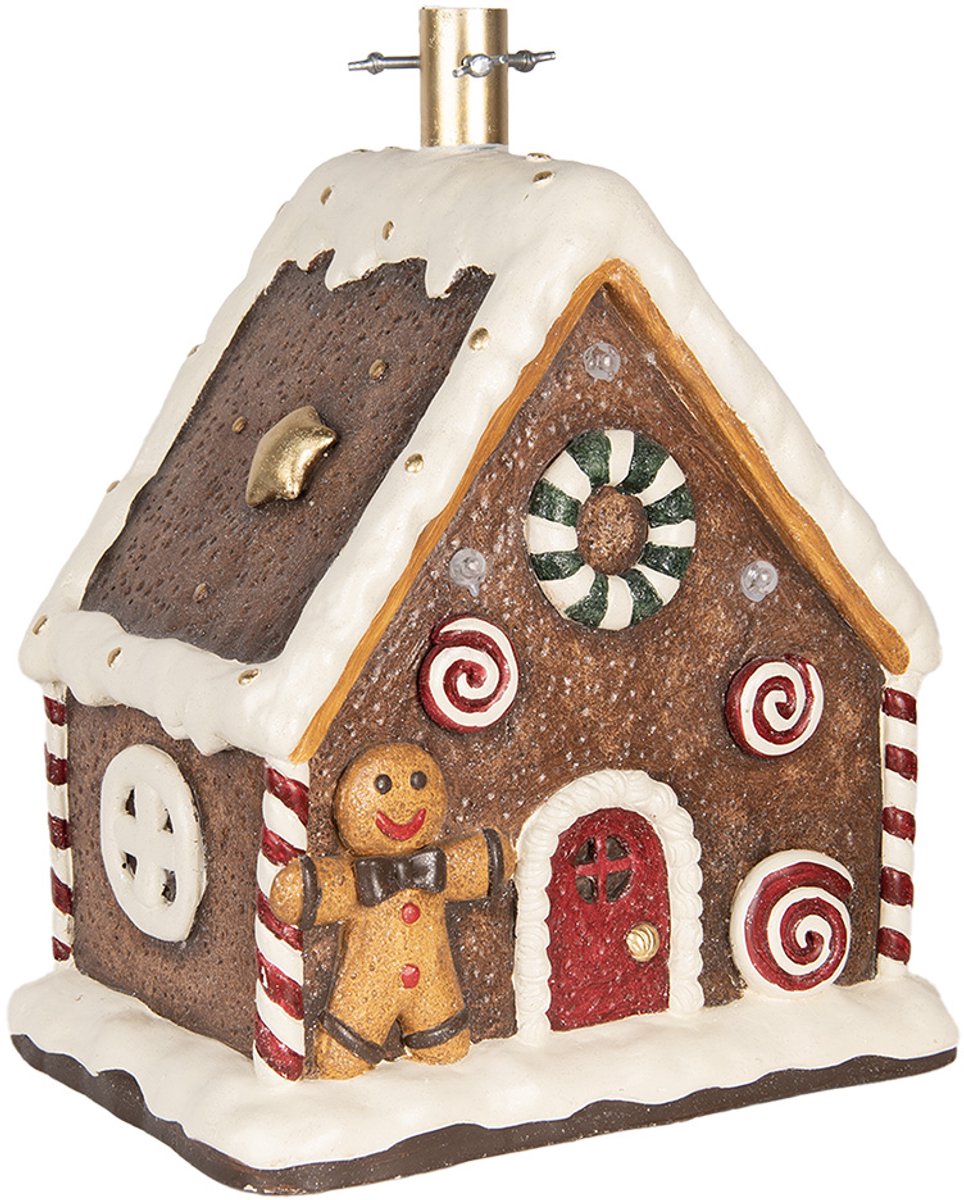Clayre & Eef Kerstboomstandaard Gingerbread House Bruin Keramiek 37x26x47 cm