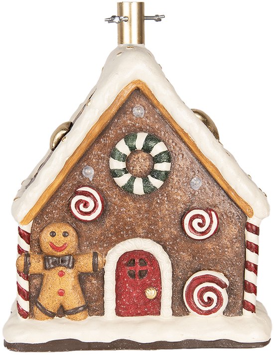 Clayre & Eef Kerstboomstandaard Gingerbread House Bruin Keramiek 37x26x47 cm