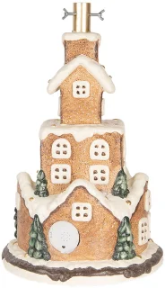 Clayre & Eef Kerstboomstandaard Gingerbread House keramiek 35x57 cm