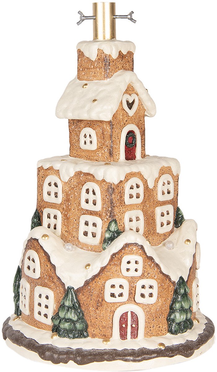 Clayre & Eef Kerstboomstandaard Gingerbread House keramiek 35x57 cm