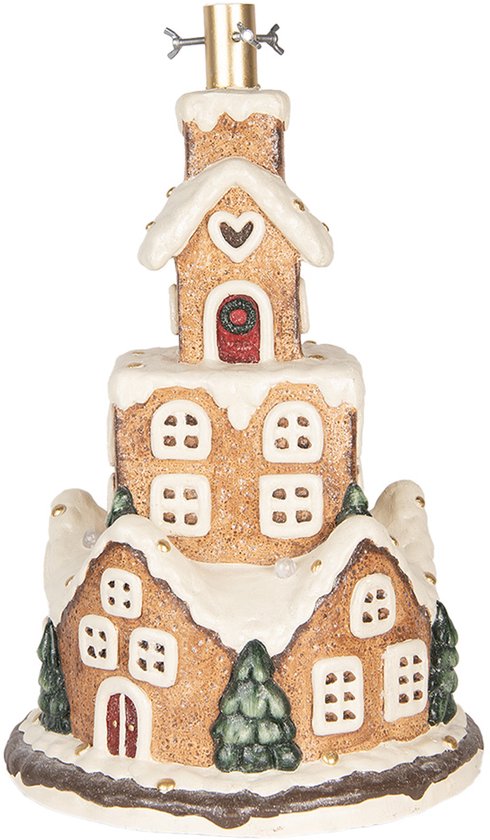 Clayre & Eef Kerstboomstandaard Gingerbread House keramiek 35x57 cm