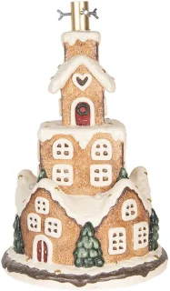 Clayre & Eef Kerstboomstandaard Gingerbread House keramiek 35x57 cm