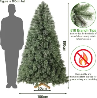 Collox Kunstkerstboom 180 cm met Houten Standaard