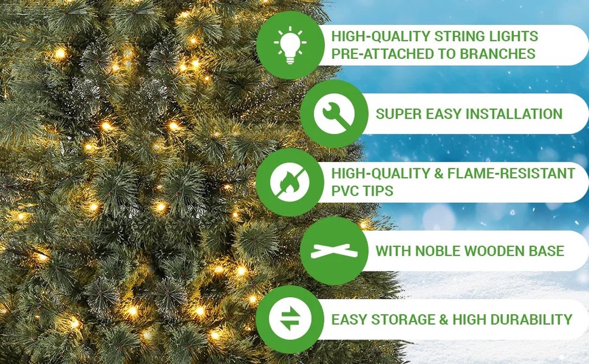 Collox Kunstkerstboom 180 cm met Houten Standaard