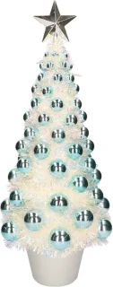 Complete kunstkerstboom met lichtjes en ballen blauw