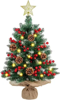 Cosensi Bevlokt mini kunstkerstboom 61 cm