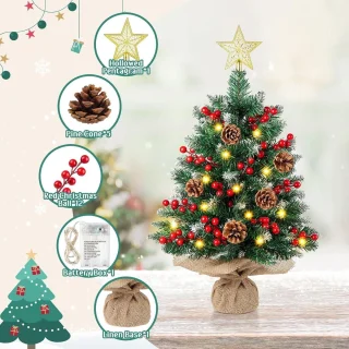 Cosensi Bevlokt mini kunstkerstboom 61 cm