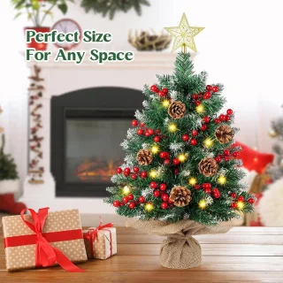 Cosensi Bevlokt mini kunstkerstboom 61 cm