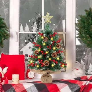 Cosensi Bevlokt mini kunstkerstboom 61 cm