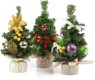 Cosensi kunstkerstboom 3 stuks kleine dennenboom 22 x 11 cm