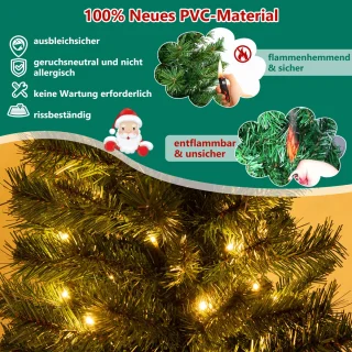 COSTWAY 120 cm kunstkerstboom in pot, groen