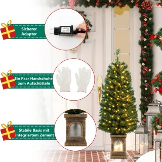 COSTWAY 120 cm kunstkerstboom in pot, groen