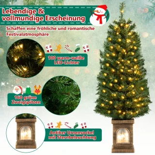 COSTWAY 120 cm kunstkerstboom in pot, groen