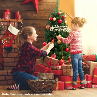 COSTWAY 120 cm kunstkerstboom in pot, groen