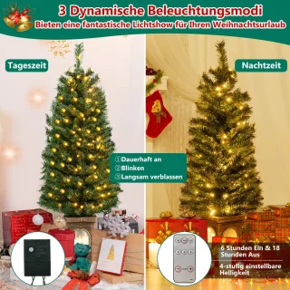 COSTWAY 120 cm kunstkerstboom in pot, groen