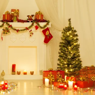 COSTWAY 120 cm kunstkerstboom in pot, groen
