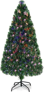 Costway 150 cm kunstkerstboom met glasvezel kleurwisselaar
