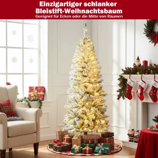 COSTWAY 150 cm potloodvormige kunstkerstboom