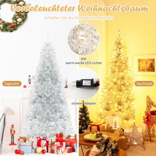 COSTWAY 180 cm Kunstkerstboom met LED-verlichting