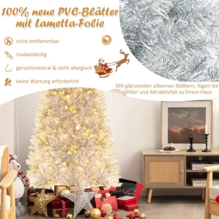 COSTWAY 180 cm Kunstkerstboom met LED-verlichting