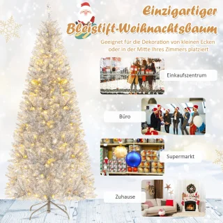 COSTWAY 180 cm Kunstkerstboom met LED-verlichting