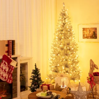COSTWAY 180 cm Kunstkerstboom met LED-verlichting