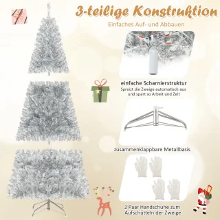 COSTWAY 180 cm Kunstkerstboom met LED-verlichting