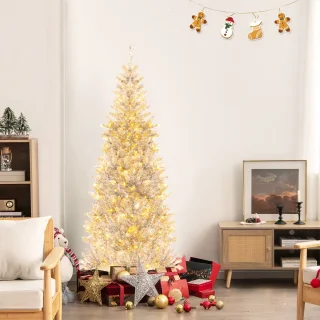 COSTWAY 180 cm Kunstkerstboom met LED-verlichting