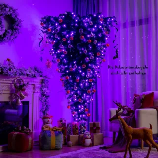 COSTWAY 180 cm LED kunstkerstboom zwart met metalen standaard