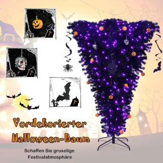 COSTWAY 180 cm LED kunstkerstboom zwart met metalen standaard