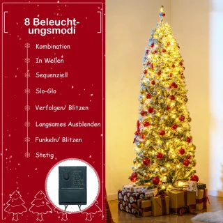 COSTWAY 180 cm potloodvormige kunstkerstboom