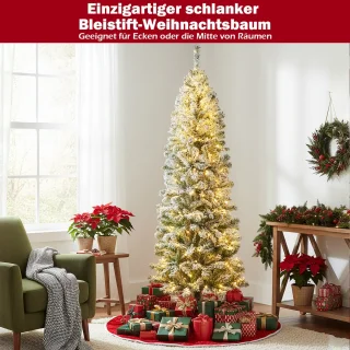 COSTWAY 180 cm potloodvormige kunstkerstboom