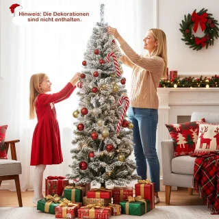 COSTWAY 180 cm potloodvormige kunstkerstboom