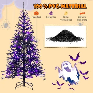 COSTWAY 180 cm Scharnierende Kunstkerstboom Zwart